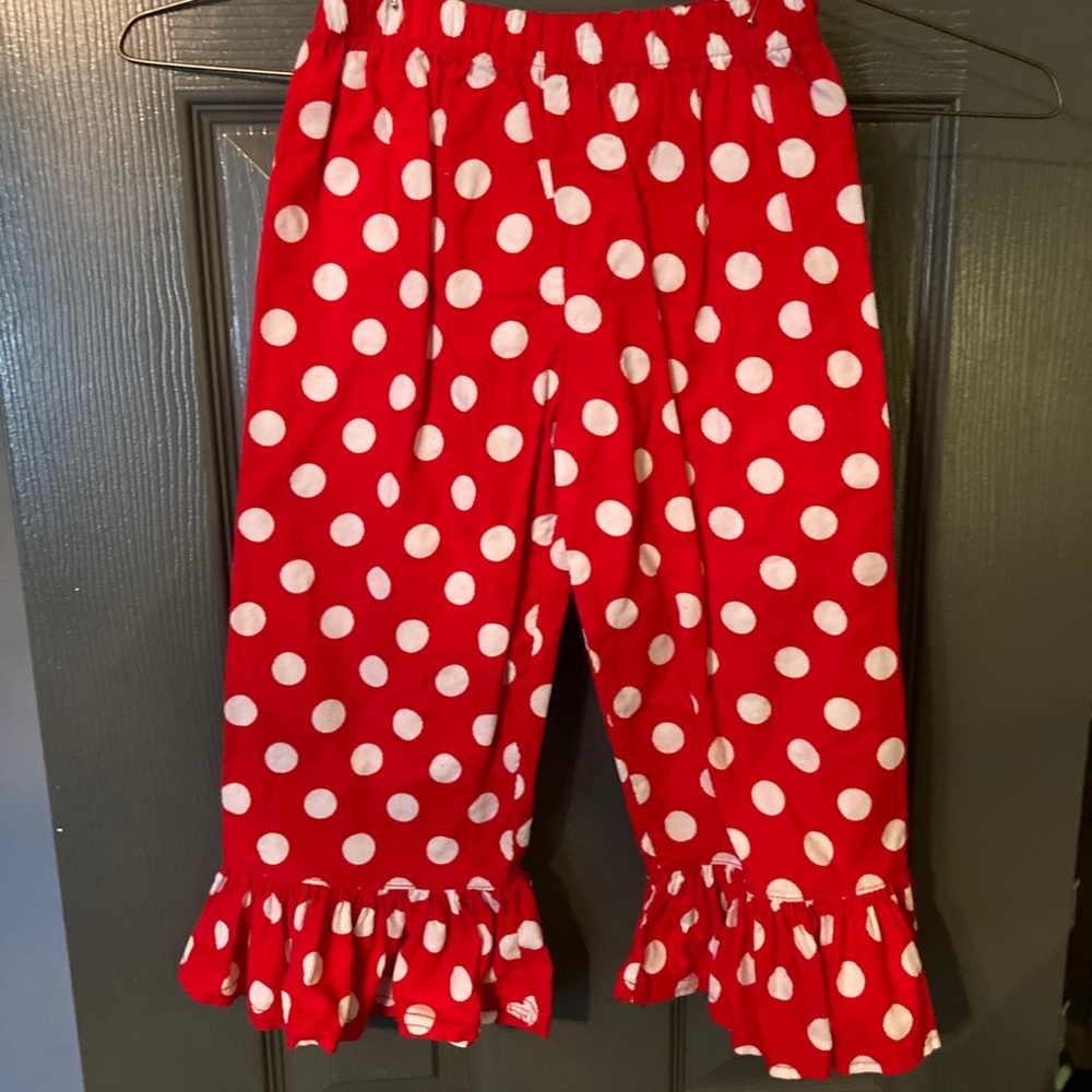 Red Polka Dot Ruffle Pants, 4